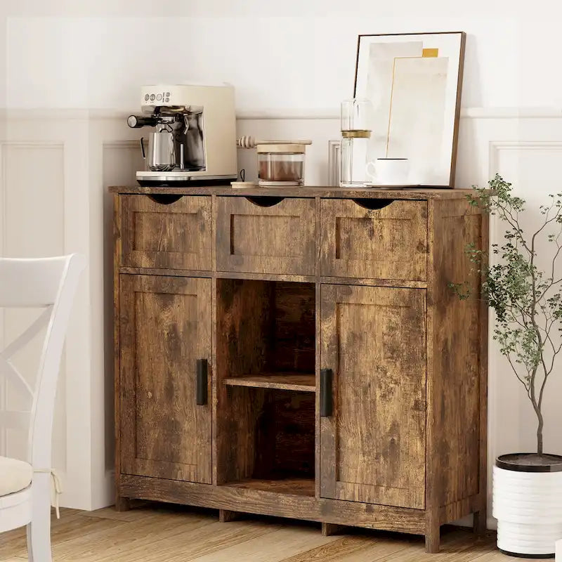 Storage Cabinets,Wooden Floor Cabinet,with Drawers and Shelves Storage Cabinets