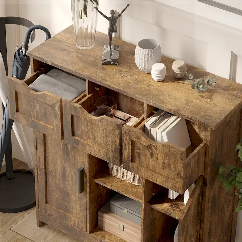 Storage Cabinets,Wooden Floor Cabinet,with Drawers and Shelves Storage Cabinets