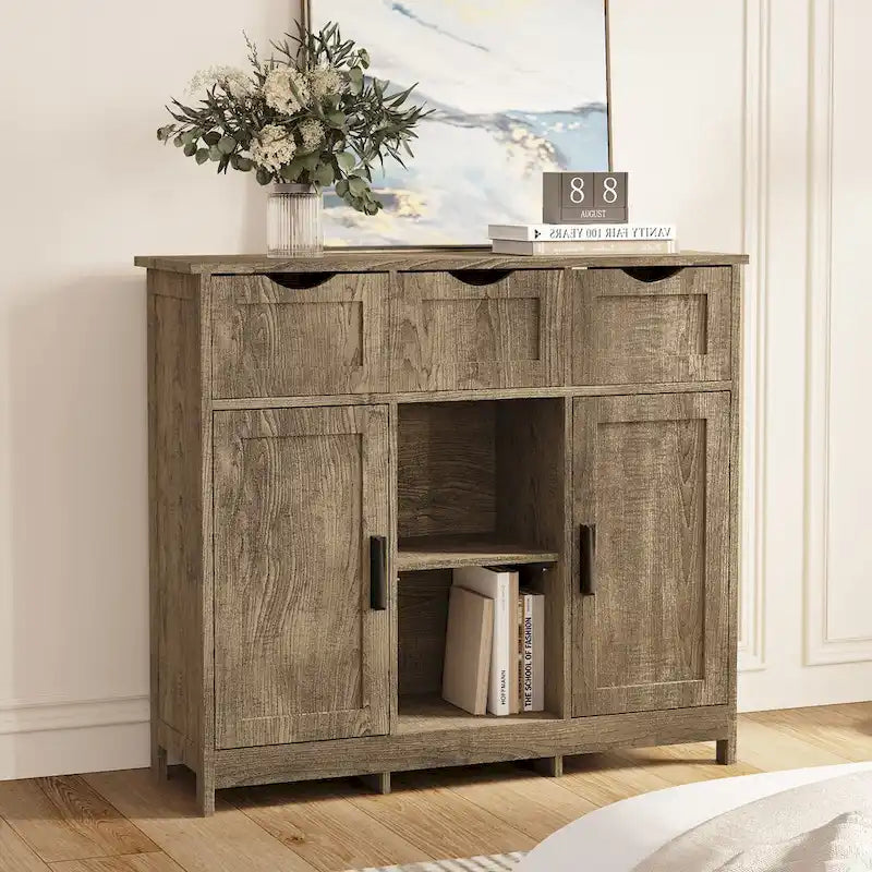 Storage Cabinets,Wooden Floor Cabinet,with Drawers and Shelves Storage Cabinets