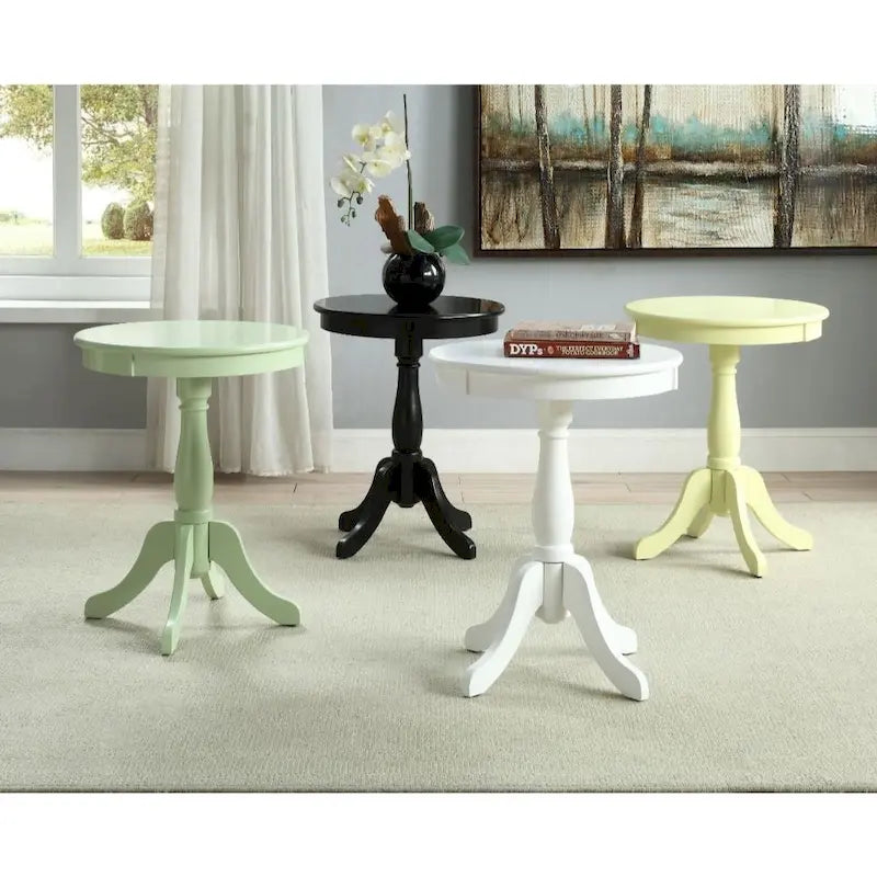 22 High Round Wooden Pedestal Side End Table with Matte Finish for Living Room or Bedroom - 18L x 18W x 22H