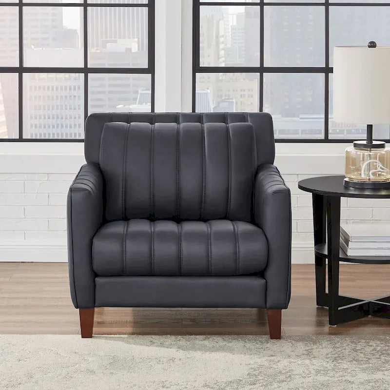 Top Grain Leather Chair with Feather, Memory Foam and Springs