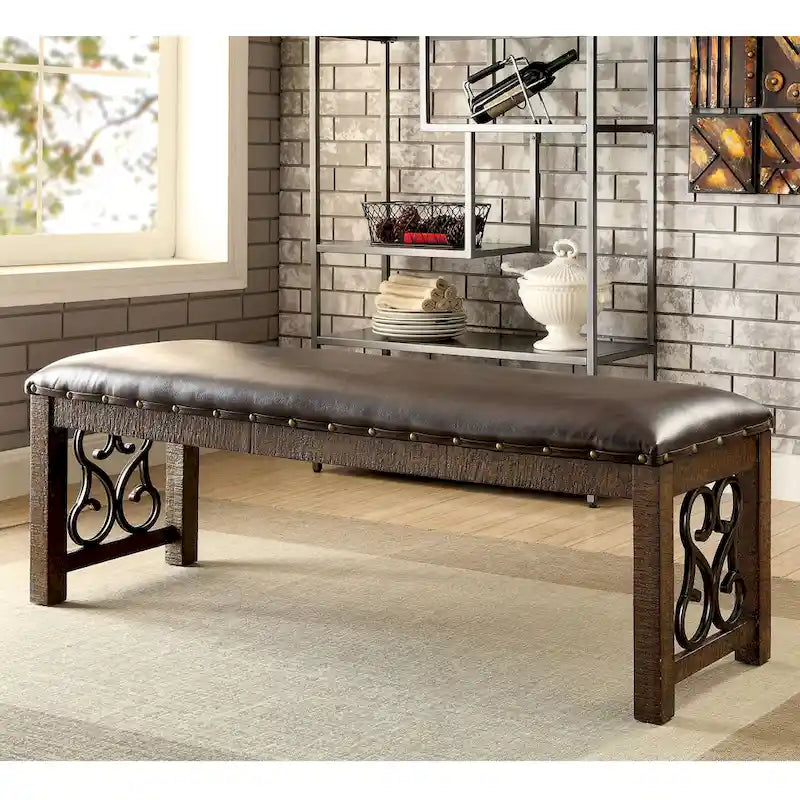 Traditional Faux Leather Dining Bench by Furniture of America