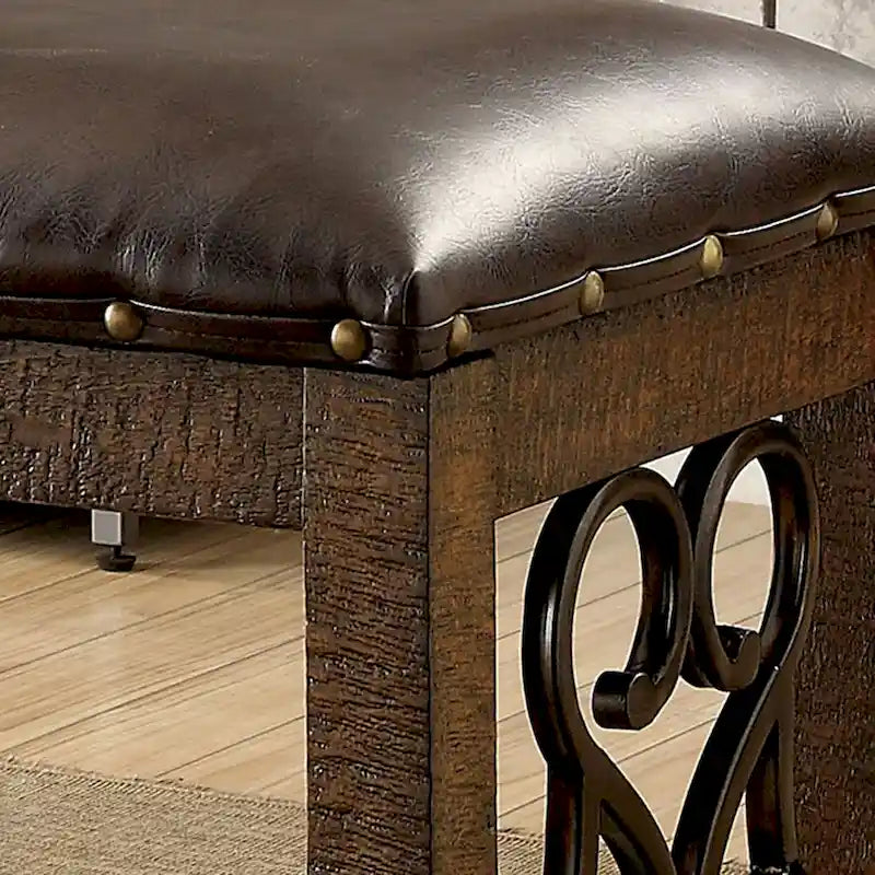 Traditional Faux Leather Dining Bench by Furniture of America