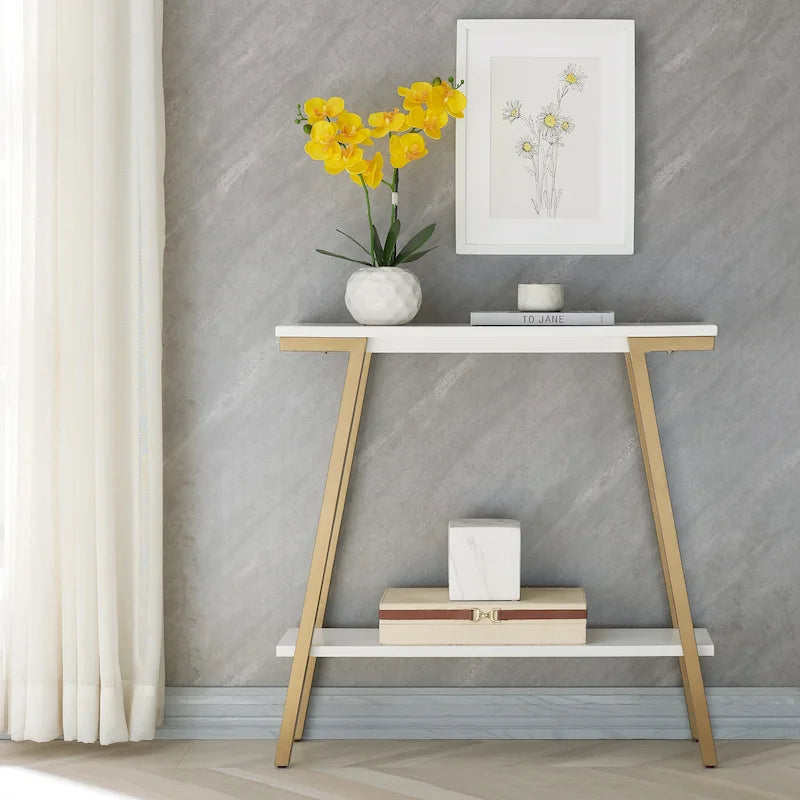 Mixed Metal and Wood Hall Console Sofa Table