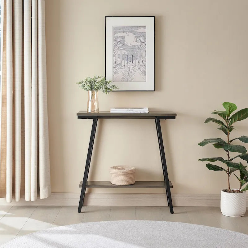 Mixed Metal and Wood Hall Console Sofa Table