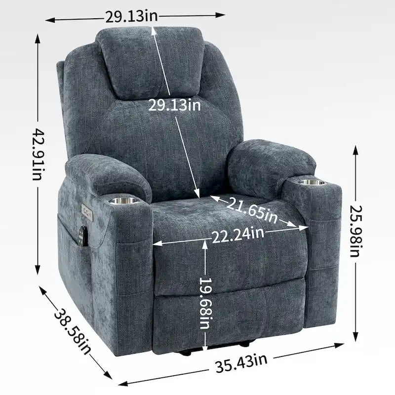 motor Up to 350 LBS Chenille Power Lift Recliner Chair, Heavy Duty Motion Mechanism with 8-Point Vibration Massage and Lumb