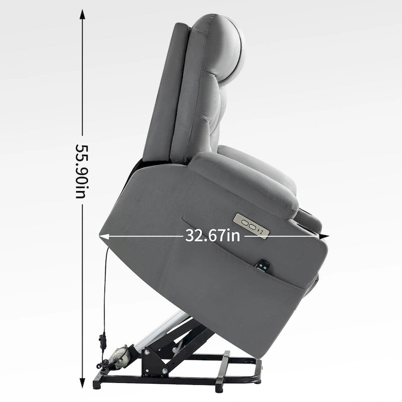 motor Up to 350 LBS Chenille Power Lift Recliner Chair, Heavy Duty Motion Mechanism with 8-Point Vibration Massage and Lumb