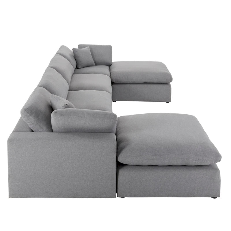Anka Grey Linen Down Fill U-shaped Sectional Sofa