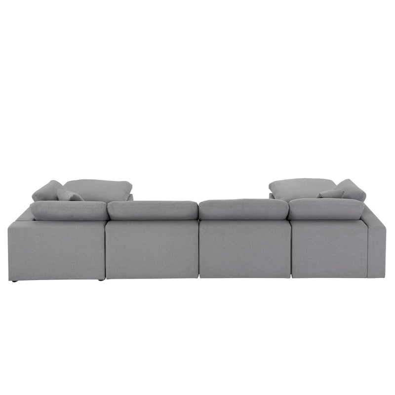 Anka Grey Linen Down Fill U-shaped Sectional Sofa