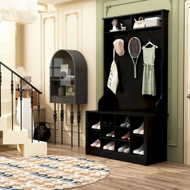 Coat Rack Hall Tree Shoe Bench Accent Furniture Entryway Living Room