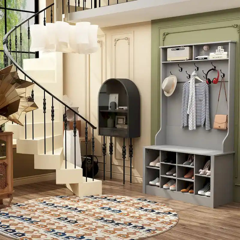 Coat Rack Hall Tree Shoe Bench Accent Furniture Entryway Living Room