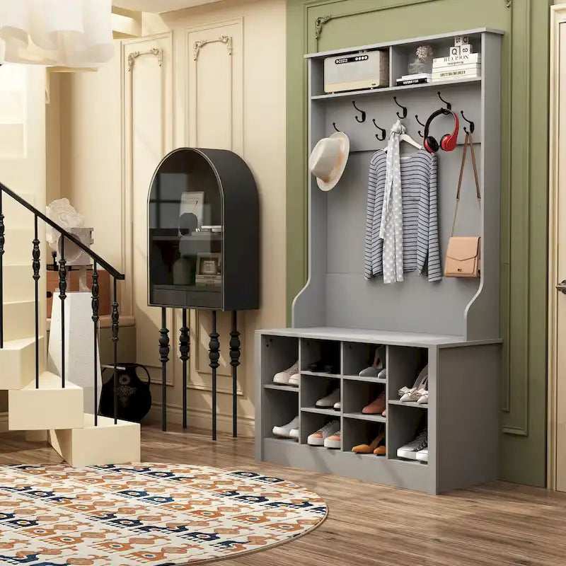 Coat Rack Hall Tree Shoe Bench Accent Furniture Entryway Living Room