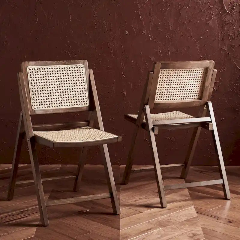 Cane Folding Dining Chair (Set of 2) - 18 In. W x 23 In. D x 33 In. H - 18Wx23Dx33H