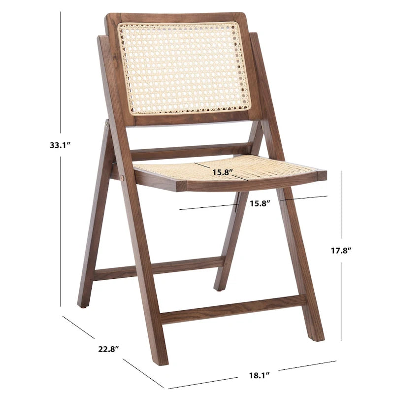 Cane Folding Dining Chair (Set of 2) - 18 In. W x 23 In. D x 33 In. H - 18Wx23Dx33H