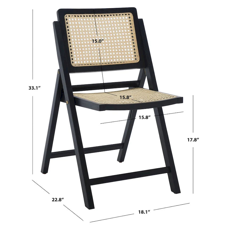 Cane Folding Dining Chair (Set of 2) - 18 In. W x 23 In. D x 33 In. H - 18Wx23Dx33H
