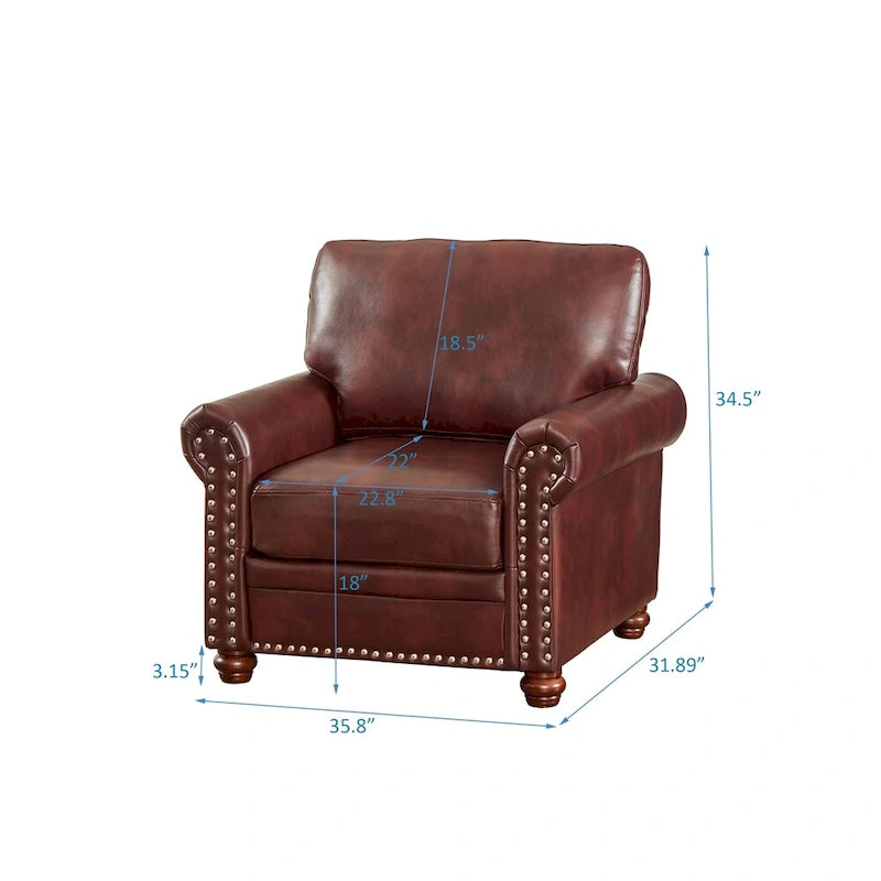 Living Room Sofa Single Seat Chair with Wood Leg Faux Leather