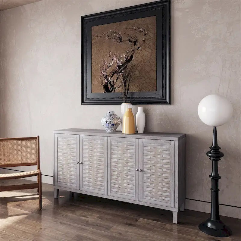 Accent Cabinet 4 Door Wooden Cabinet Sideboard Buffet Server Cabinet