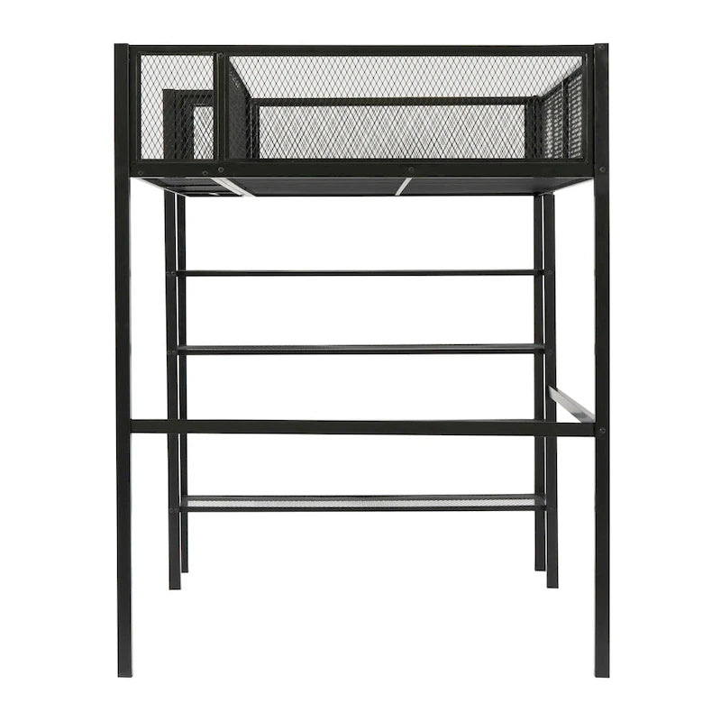 Twin Loft Bed with Four Shelves
