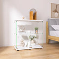 Two-door Glass Display Cabinet 2 Shelves with Door