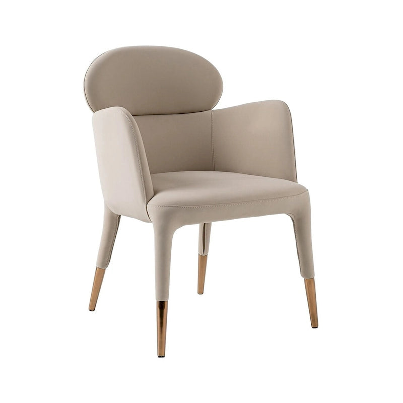 Modern Beige Vegan Leather & Rosegold Dining Chair