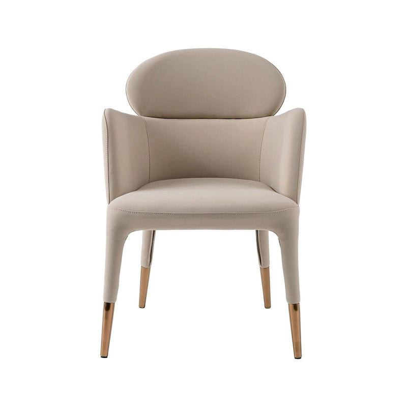 Modern Beige Vegan Leather & Rosegold Dining Chair