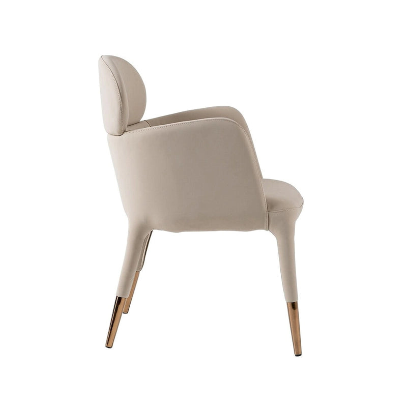 Modern Beige Vegan Leather & Rosegold Dining Chair