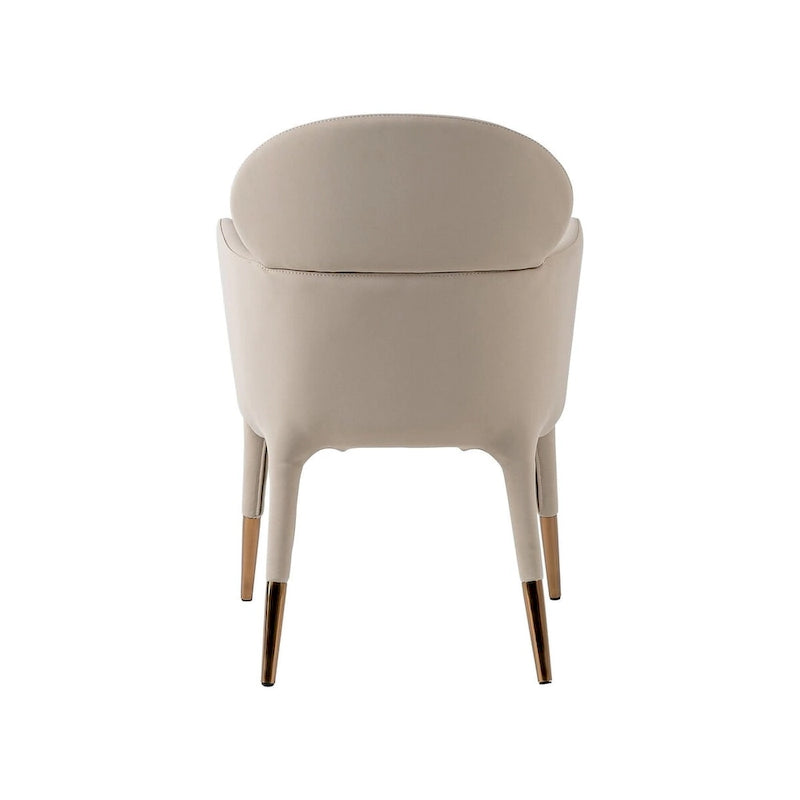 Modern Beige Vegan Leather & Rosegold Dining Chair