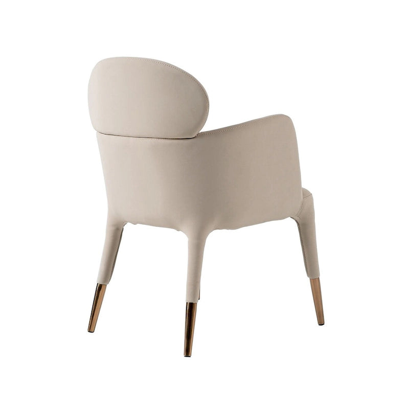 Modern Beige Vegan Leather & Rosegold Dining Chair