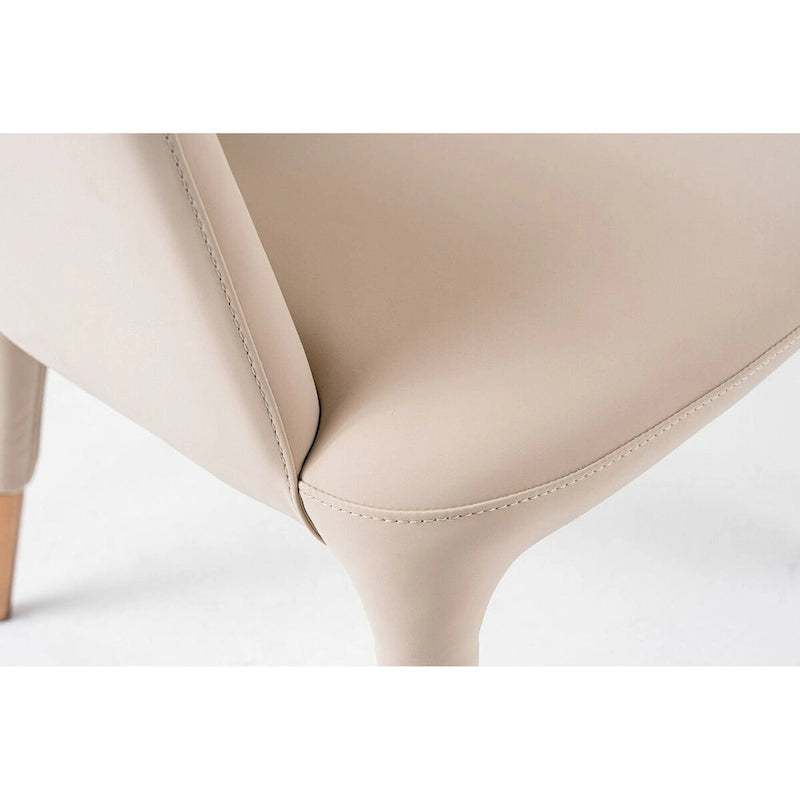 Modern Beige Vegan Leather & Rosegold Dining Chair