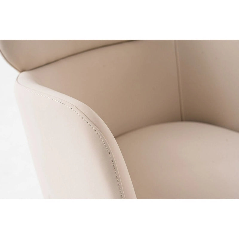 Modern Beige Vegan Leather & Rosegold Dining Chair
