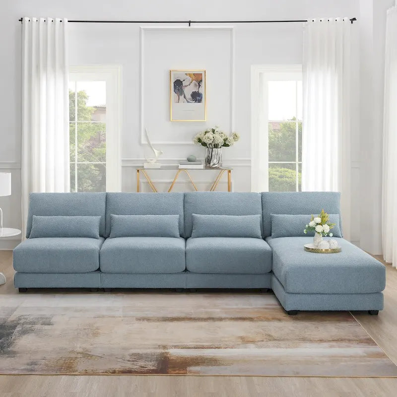 L-shaped Fabric Sectional Sofa with Reversible Chaise